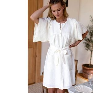 Emerson Fry Marion Dress Salt Linen Mini Dress Size Small